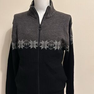 David Taylor Men Sweater M Snow Flake Zipper Long Sleeve Sweater